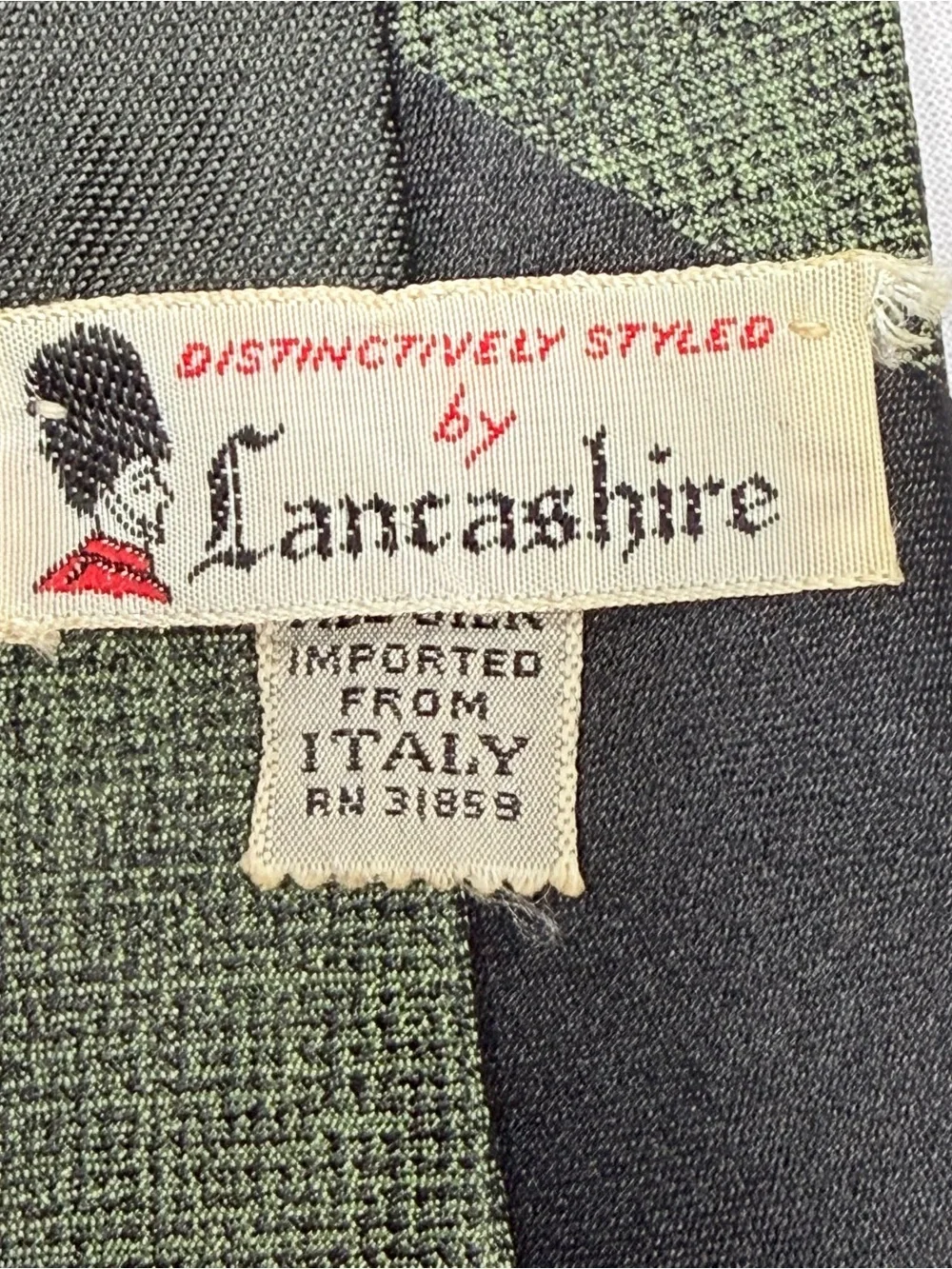 Vintage Lancashire Olive Black Stripe All Silk Italy Regimental‎ Necktie 1960s